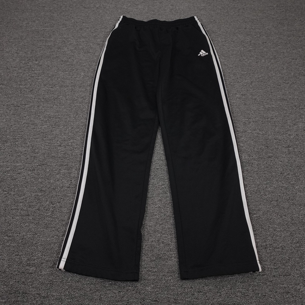 Adidas Pants Youth Large 14-16 Black Knit Track Stripe Elastic Waist Athletic